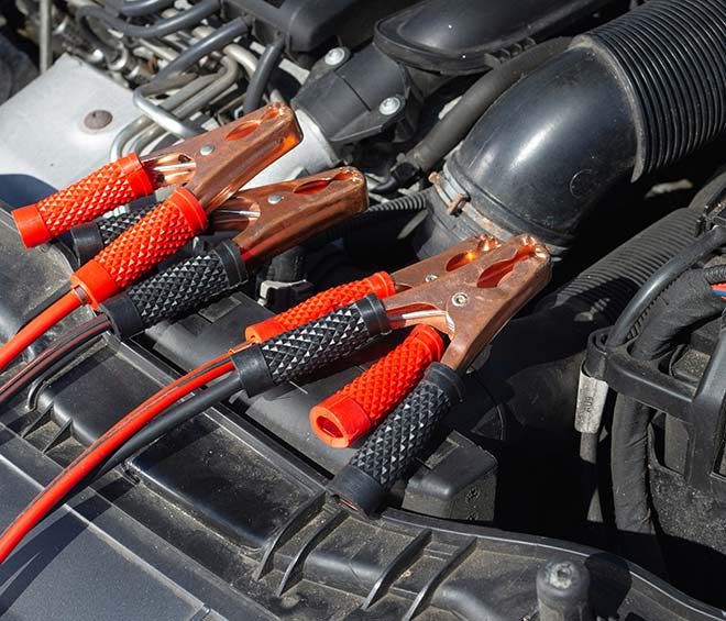 Clamps resting on engine
